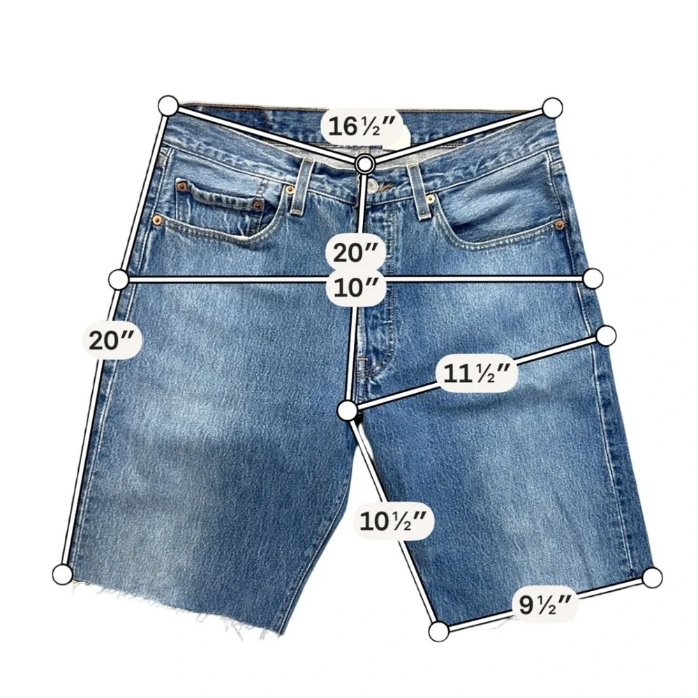 Levi's 501 Cut Off Shorts Mens‎ 34 Blue Medium Wash Excellent Raw Hem Button Fly